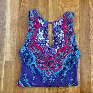 Free People Intimately Bodysuit Purple Size X-Small Floral Red Blue